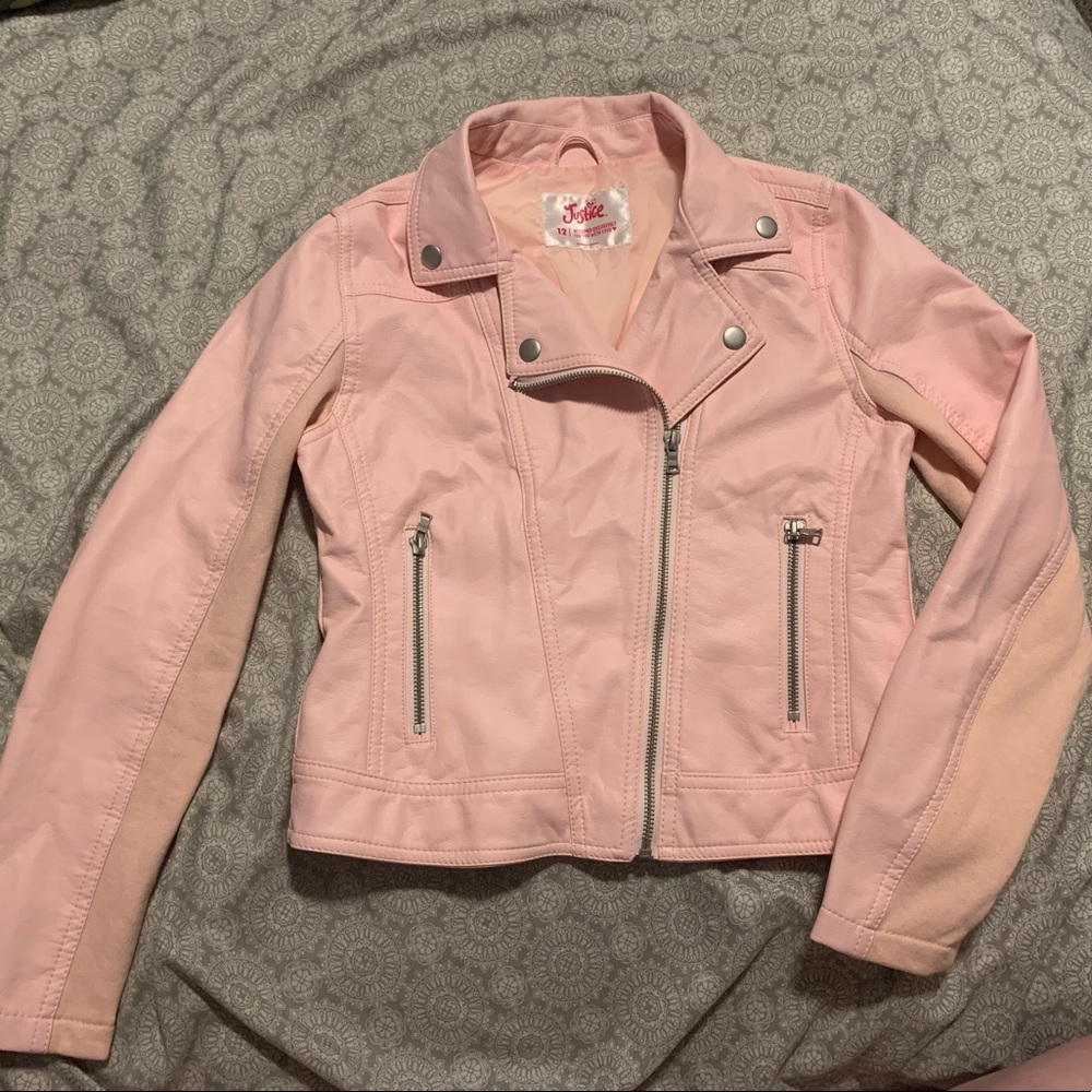 Light pink faux leather jacket